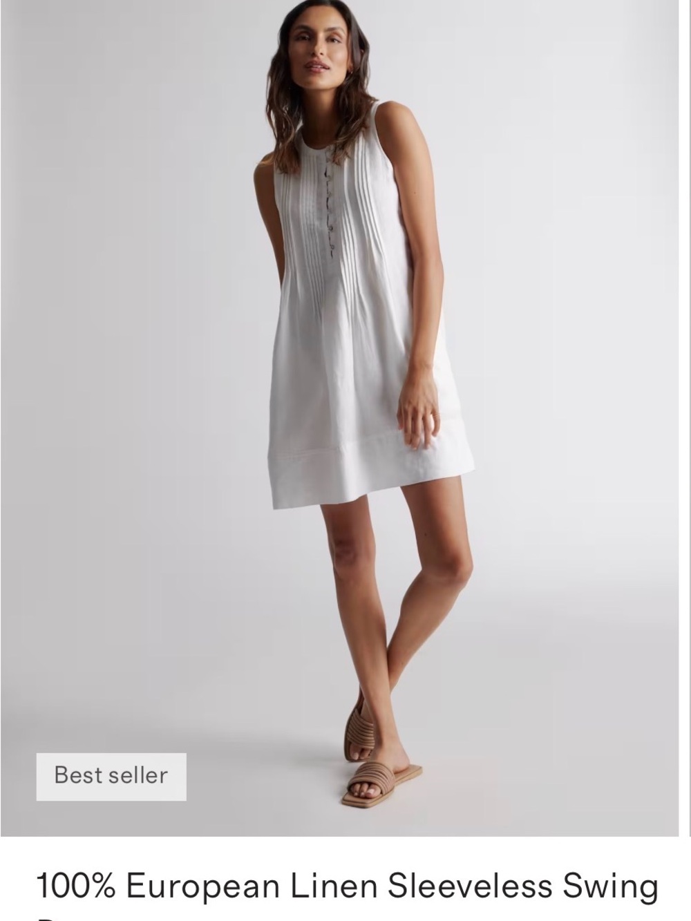 Quince 100% white linen swing dress size S